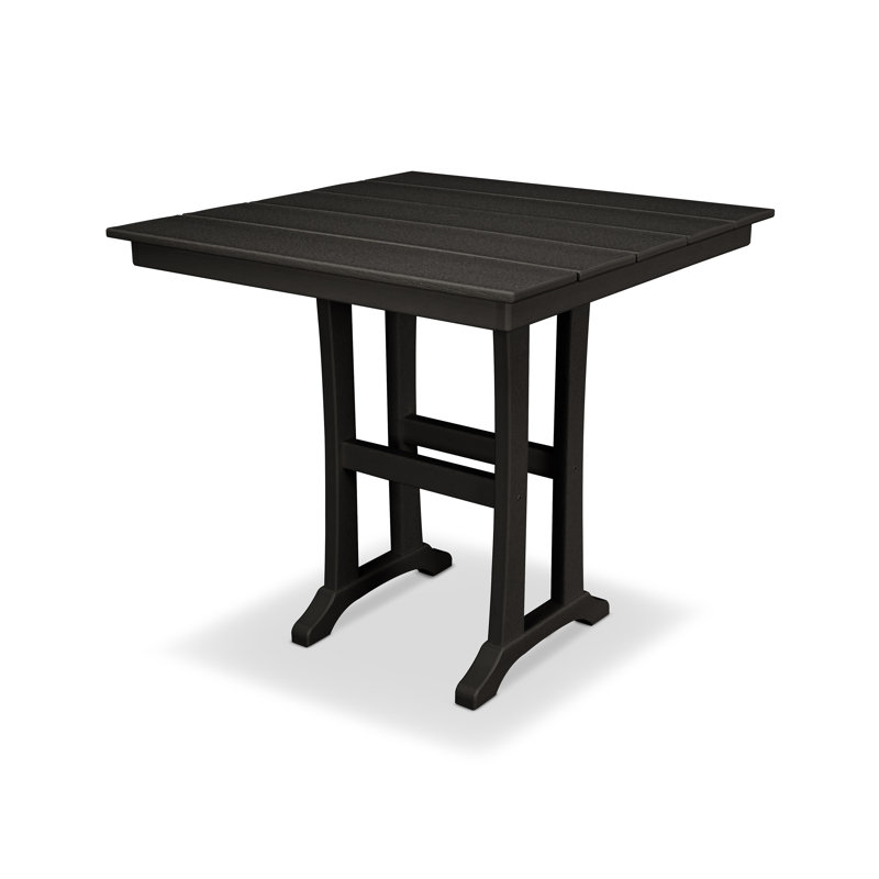 Table de comptoir à tréteaux Farmhouse, l 37,5 po x L 37,63 po x H 37 po, Bois de frêne gris anthracite Revolution®