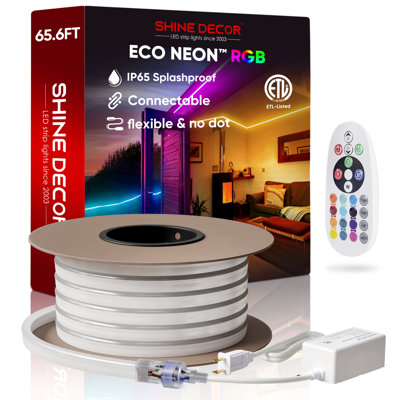 Shine Decor 120V Waterproof LED RGB Neon Rope Lights with Remote