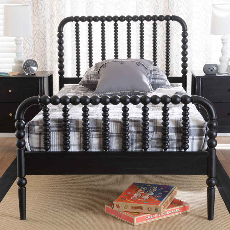 Lucera Mid-Century Bobbin Bed, Black, Twin