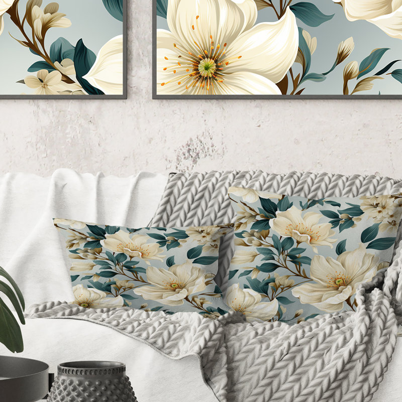 Floral Throw Pillow, 18" H x 18" W