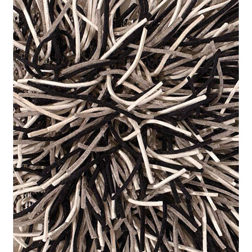 Cyrah Handmade Shag Abstract Black/Brown/Cream Area Rug, Rectangle 9' x 13'