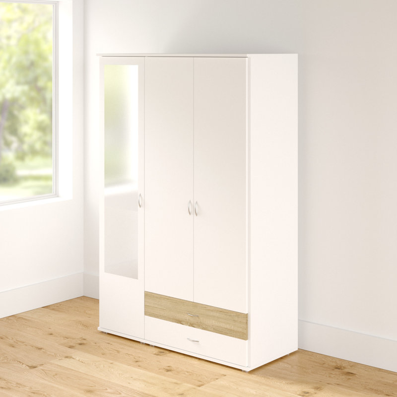 Noosa Hinged Door Wardrobe, Alpine white and Sonoma oak