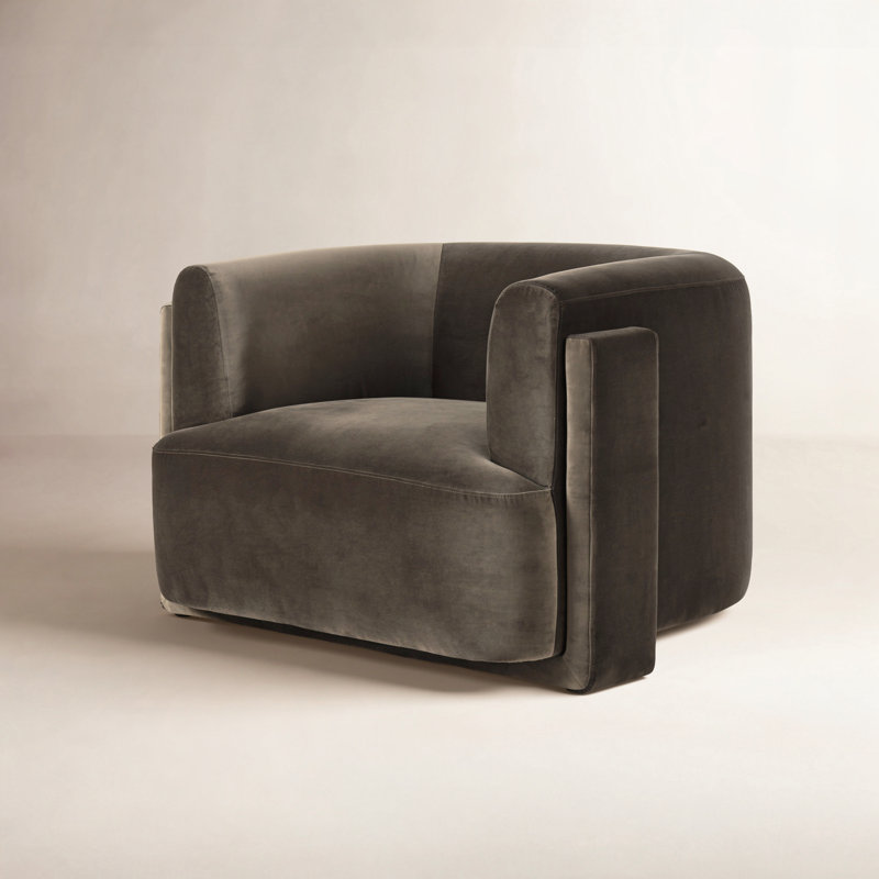 Rue Upholstered Barrel Chair, Surrey Olive Velvet