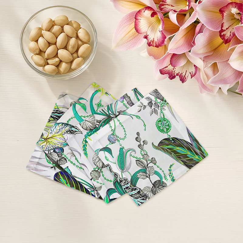 Amazonia Cotton Sateen Cocktail Napkins, Tourmaline
