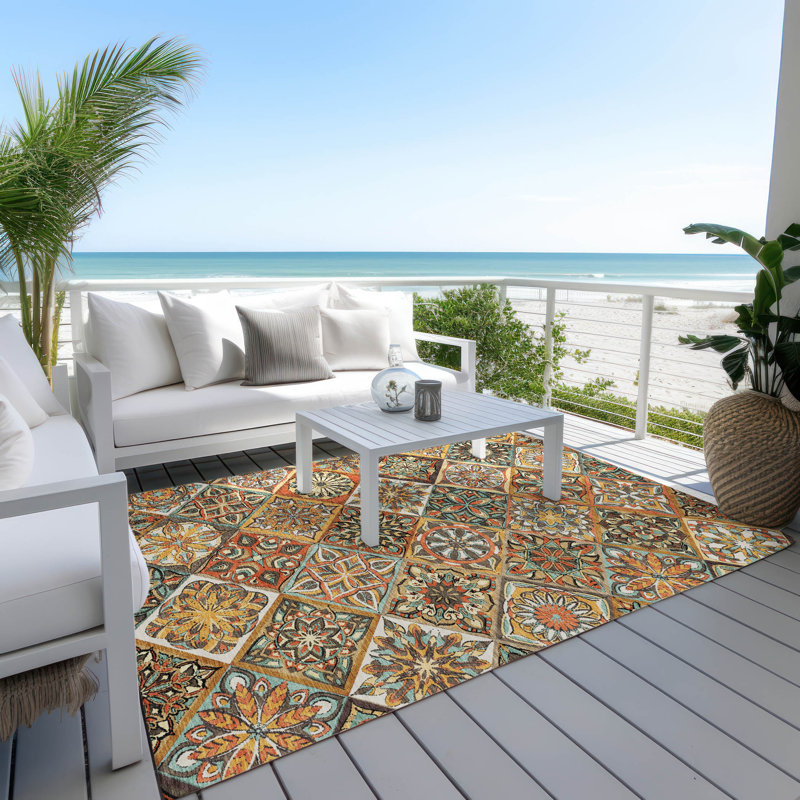 Machine Washable Indoor/Outdoor Boruta ACN2256 Panels Rug, Rectangle 5' x 7'6"