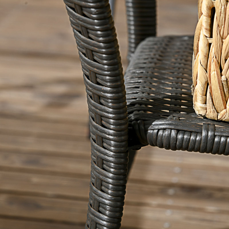 Outsunny Patio PE Rattan Outdoor Coffee Table With Shelf