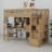 Wood Loft Bed With Built-In Desk, LED, Storage Shelves, Cabinets And Staircase-1451065873