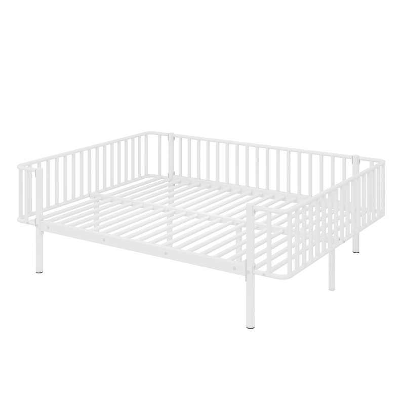 Canapé de lit de jour durable avec base en lattes de métal robuste, White