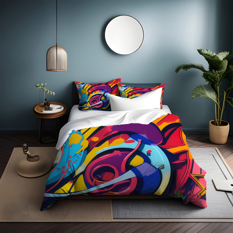 Polyester Abstract Duvet Cover, Queen Duvet Cover + 2 Queen Shams