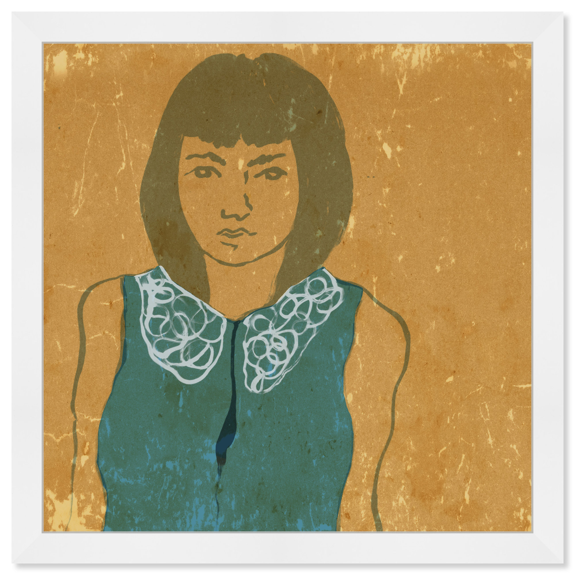 Lady In Teal by Oliver Gal, White, 26" H x 26" W x 0.5" D