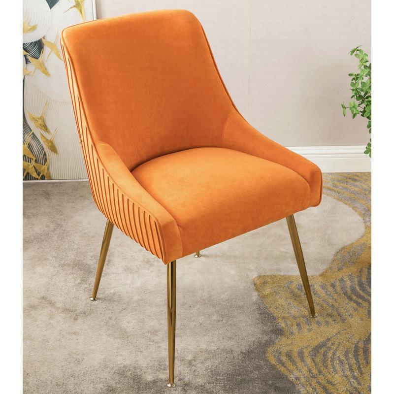 Chaise de salle à manger en velours, Orange