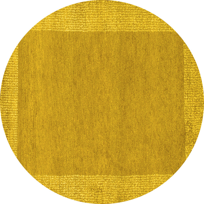 Tapis contemporains jaunes lavables à la machine 795, Rond 6 pi
