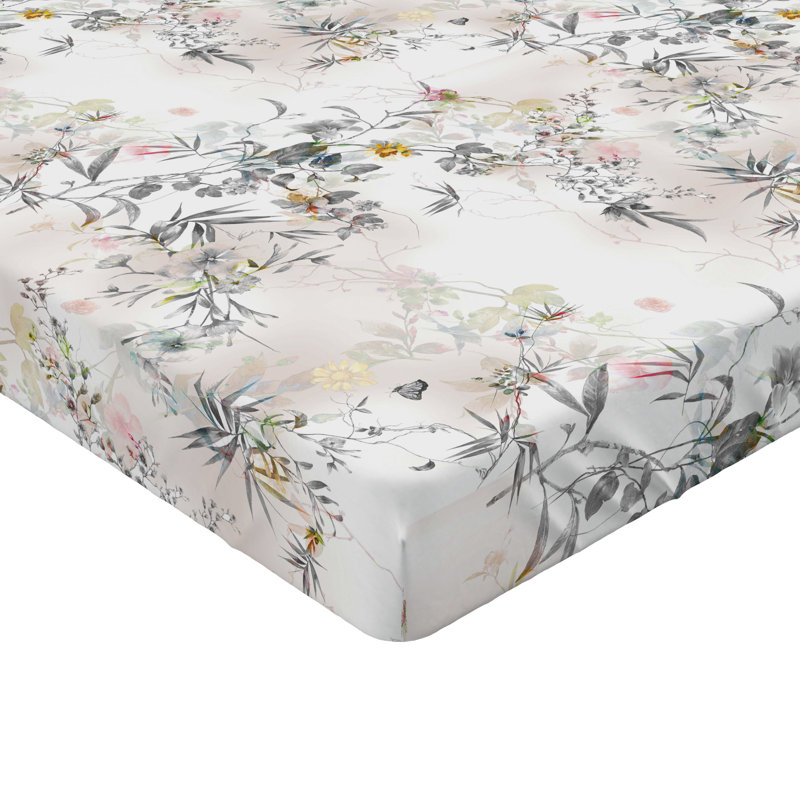 Drap-housse floral Ambesonne, Drap-housse de taille simple, Taupe, gris, rosé, crème / floral