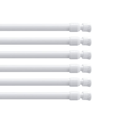 Adjustable Spring Tension Rod,1/2" Diameter,Steel Tube,6-Pack，White,20-35"