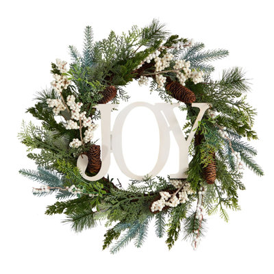 Christmas Joy Greenery Holiday Artificial Wreath