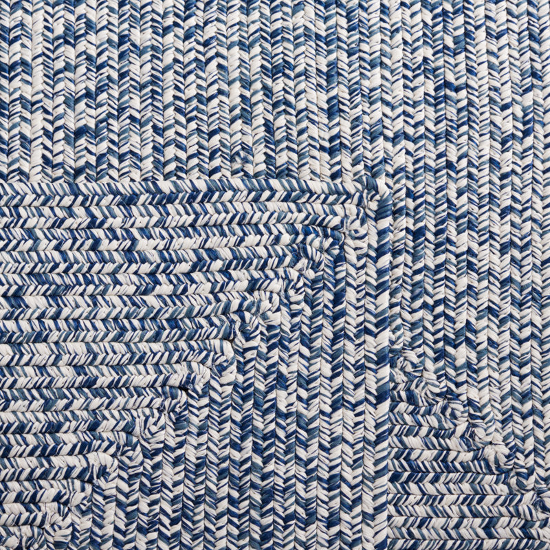 Trombetta Stain Resistant Indoor / Outdoor Area Rug, Square 5', Dark Blue/Ivory
