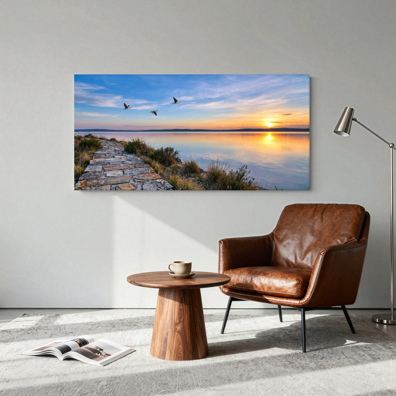 «Sunset Path», reproduction d'art sur toile, ensemble de 1, 48“W x 24”H, Wrapped Canvas