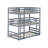 Triple Rubber Wood Bunk Bed with Two Built-in Ladders, Guardrails, Twin over Twin over Twin, Detachable Triple Twin Bunk Bed-209148143