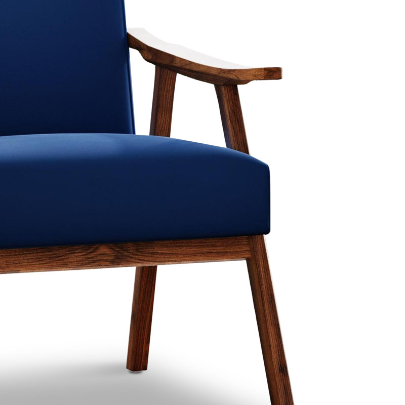 Fauteuil d'appoint Mid-Century 26 po, Velours, Bleu