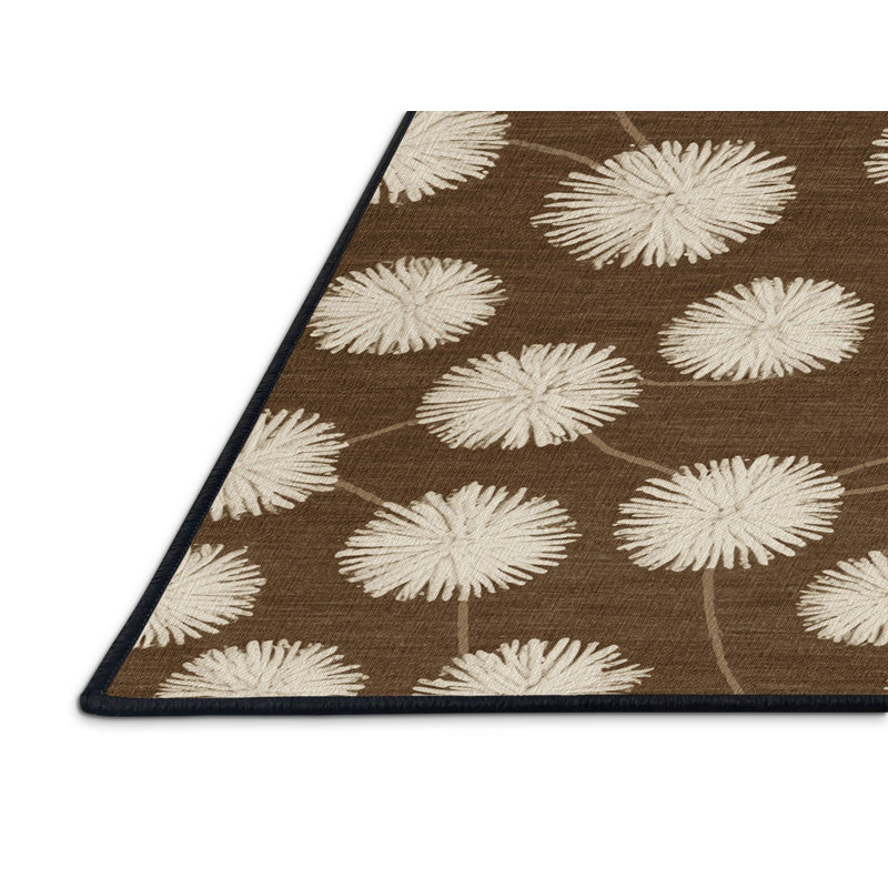 Tapis botanique brun lavable à la machine, Carré 4 pi