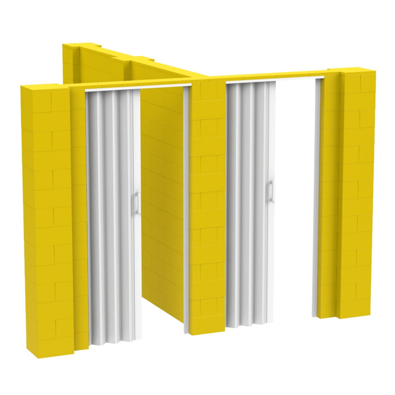Ensemble mural en forme de T avec porte Everblock, H 84 po x l 120 po x P 120 po, Jaune