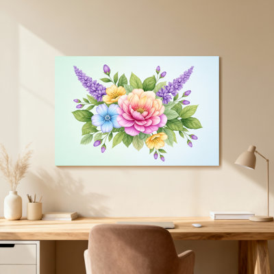 Arrangement floral de plantes et de fleurs avec des fleurs colorées et des feuilles vertes