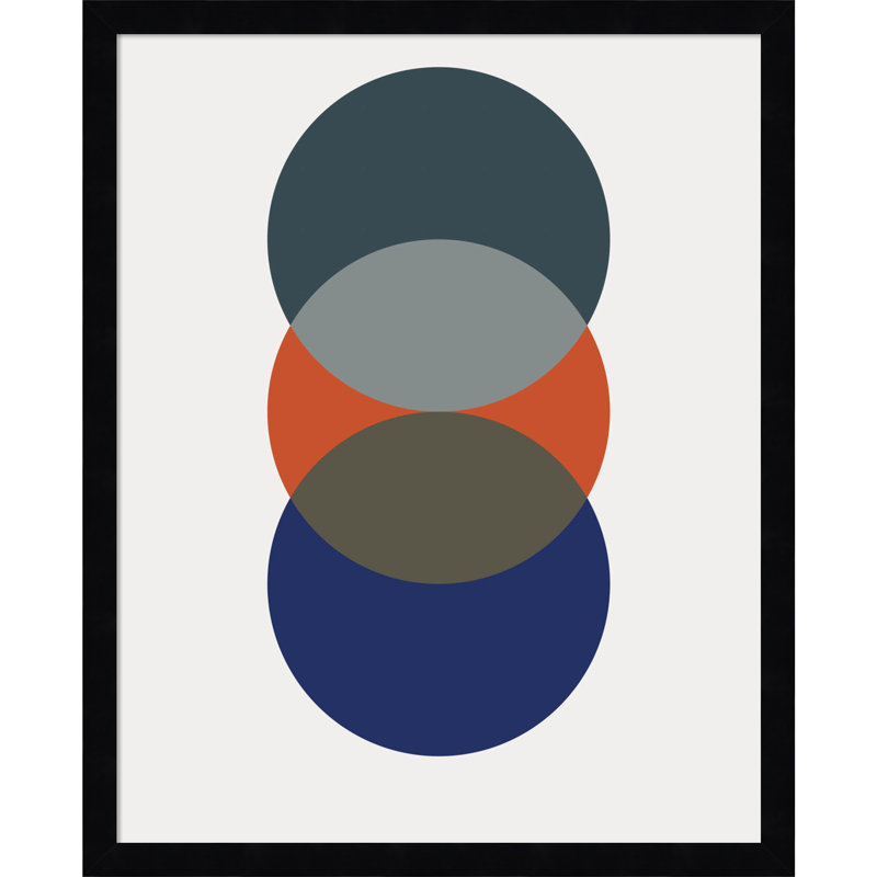 «Layered Retro Modern Circles in Bright colours» par The Creative Bunch Studio, reproduction d'art encadrée, Cadre noir