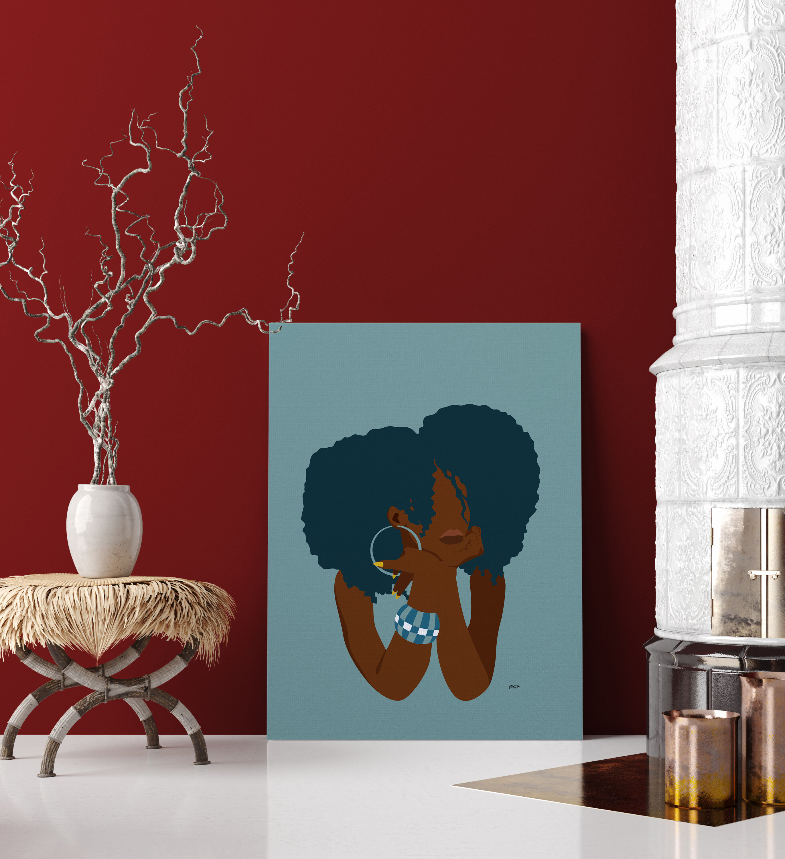 Mercer41 African American Black Art Afro Girl Painting Print On Wrapped  Canvas Wall Art Set On Canvas 3 Pieces Print & Reviews