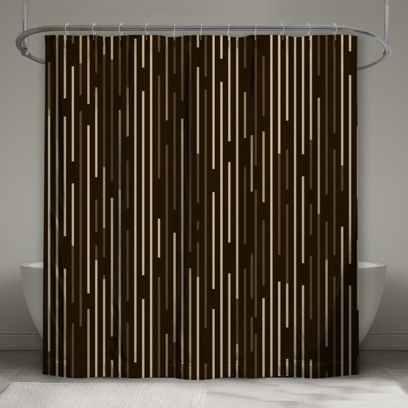 Rideau de douche à rayures - motif de salle de bain Mid-Century moderne, L 70 po x H 84 po