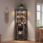 Armoire de rangement d'angle avec porte de grange, porte-verres et porte-bouteilles