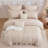 Beige Ruffle Duvet Cover Set King Size,Ruched Boho Bedding 3 Pieces Luxury Wrinkle Ruffle Comforter Cover Set,Breathable and Soft Microfiber Quilt Cover Set for All Seasons-123146394-123146400