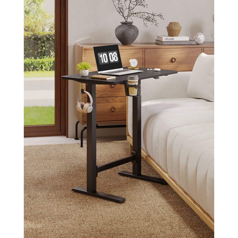 Gas Spring Adjustable Mobile Standing Desk With Wheels, Noir, H 45,3 po x l 31,5 po x P 19,7 po