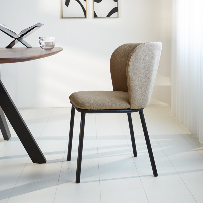 Aelred 49cm H Polyester Blend Upholstered Metal Wishbone Side Chair, Taupe