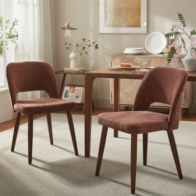  Upholstered Dining Side Chairs with Wood Legs