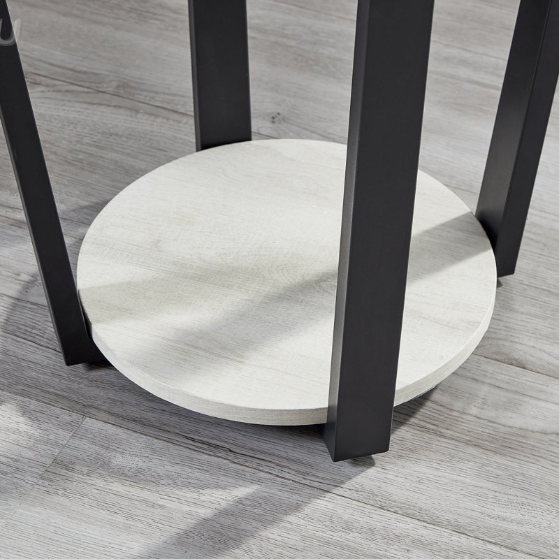 Borga End Table, Black, Off White