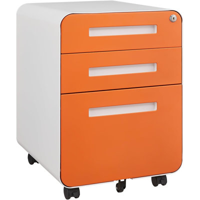 Classeur à 3 tiroirs pour le bureau personnel, classeur mobile sous le bureau avec serrure pour format A4 / lettre / légal, classeur à roulettes anti-basculement à 5 roues, entièrement assemblé