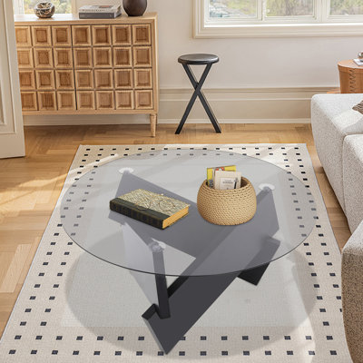 31.5 In Side Table With Tempered Glass Top