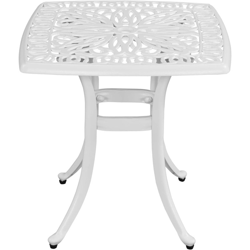 Table d'appoint extérieure en fonte d'aluminium , Blanc
