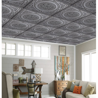 Carreau de plafond en PVC argenté 2 pi x 2 pi Falkirk Perth