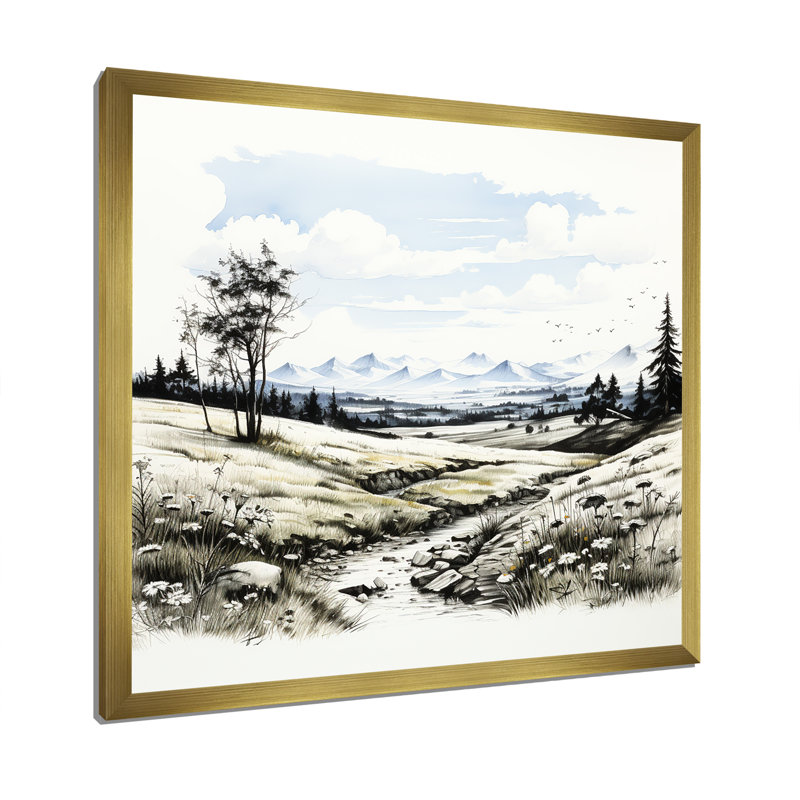 Faune sauvage, fleurs d'hiver II, H 36 po x l 36 po x P 1,5 po, Cadre doré simple