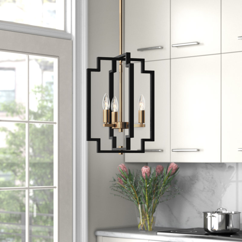 Bartow 3-Light Dimmable Chandelier, Matte Black/Gold