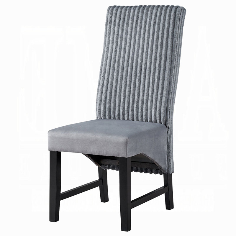 Ensemble de 2 chaises de salle à manger Jory, siège et dossier rembourrés, velours côtelé gris, noir