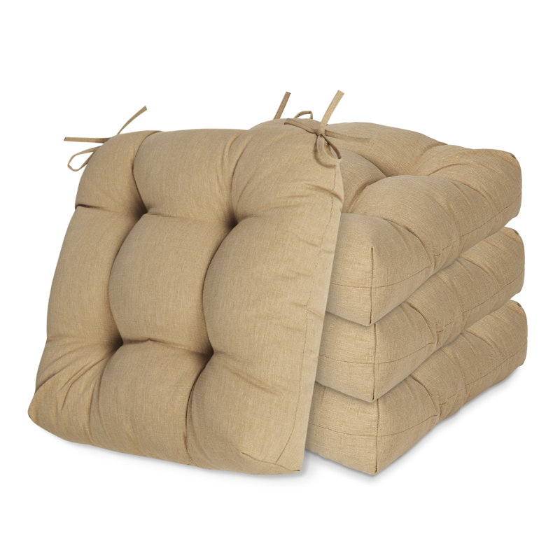 19" x 19" x 5" Tufted Outdoor Chair Cushions, Brown