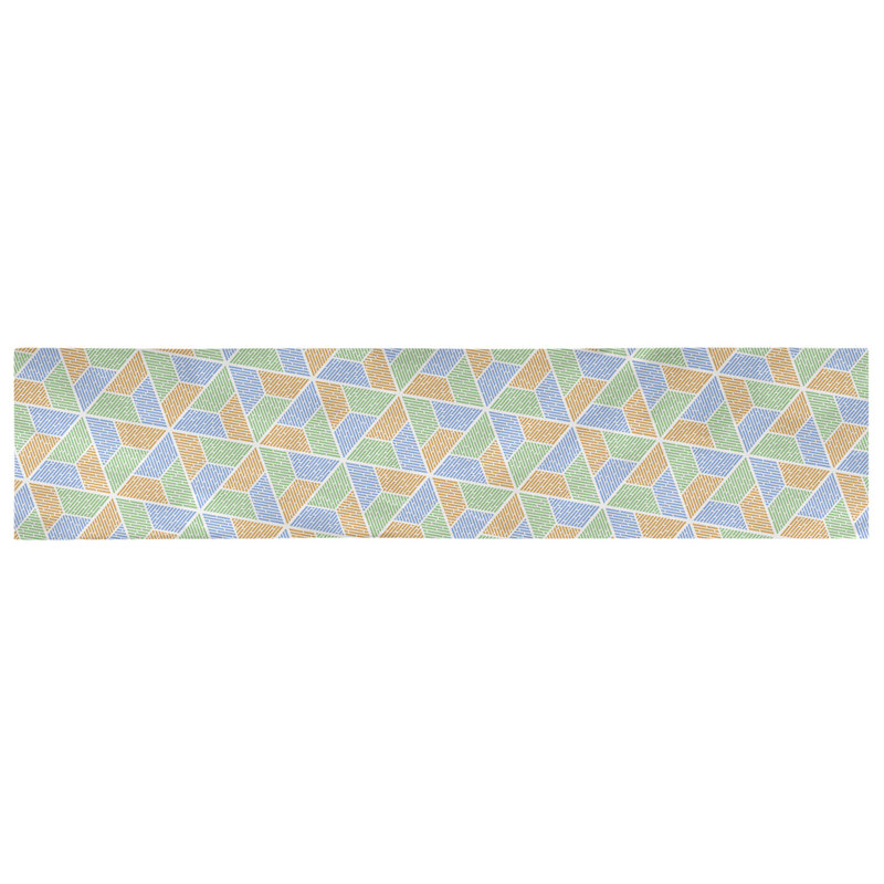 Chemin de table Avicia, 90 po x 16 po, Polyester, Vert / orange / bleu