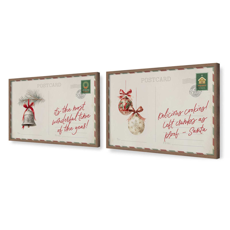 «Joyful Deliveries», ensemble de 2 reproductions d'art, Noyer, H 13,5 po x l 35 po