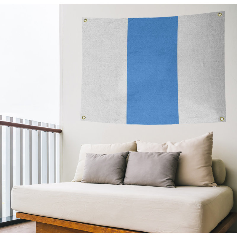 Tapisserie tennessee en polyester, H 50 po x l 59 po, Blanc / Bleu