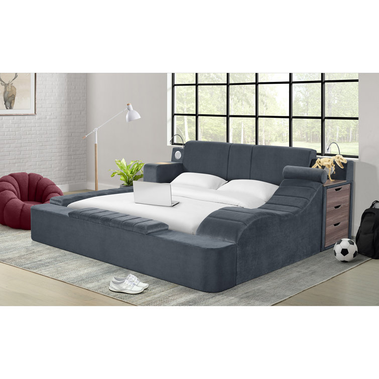 Claudia Interchangable Left and Right Nightstands in Grey Linen