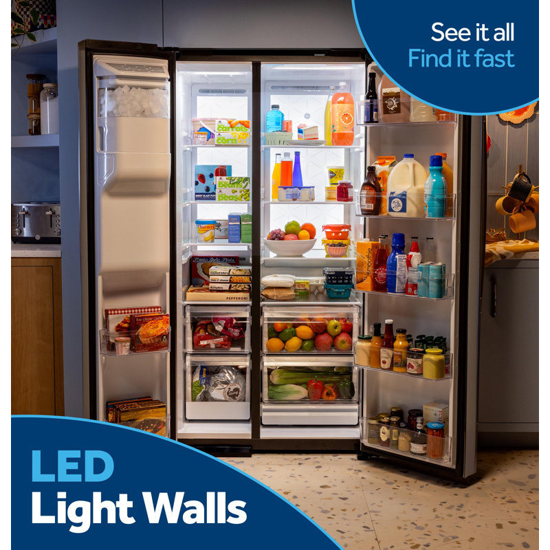 GE® 24 Cu. Ft. Counter-Depth Side-By-Side Refrigerator with LED Light Walls and Extra Tall Dispenser