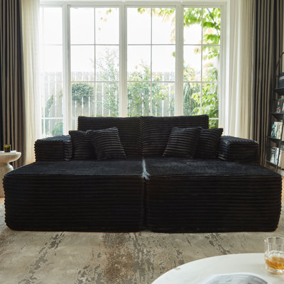 Boneless Oversized Sectional Double Lounge Chaise With Cloud Plush Sofa Bed, No Assembly Required, Fluffy Modern Sleeper Loveseat Chair For Indoor Living Room Bedroom Reading, Movie /Play Room