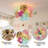 3-Light Dimmable Flush Mount Ceiling Light With Colorful Bubble Glass-1135390281